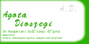 agota dioszegi business card